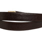 Dolce & Gabbana Men Brown Leather Gold Tone Metal Buckle Belt