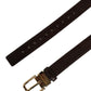 Dolce & Gabbana Men Brown Leather Gold Tone Metal Buckle Belt