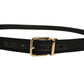 Dolce & Gabbana Black Canvas Leather Gold Metal Buckle Belt