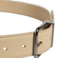 Dolce & Gabbana Beige Leather Silver Tone Metal Buckle Belt