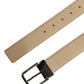Dolce & Gabbana Beige Leather Silver Tone Metal Buckle Belt