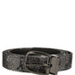 Dolce & Gabbana Silver Black Floral Jacquard Metal Buckle Belt