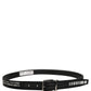Dolce & Gabbana Black Fabric Leather Barcode Silver Buckle Belt