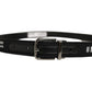 Dolce & Gabbana Black Fabric Leather Barcode Silver Buckle Belt