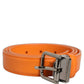 Dolce & Gabbana Orange Leather Silver Tone Metal Buckle Belt