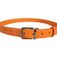 Dolce & Gabbana Orange Leather Silver Tone Metal Buckle Belt