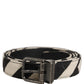 Dolce & Gabbana Black Ivory Silver Tone Metal Buckle Belt