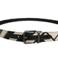 Dolce & Gabbana Black Ivory Silver Tone Metal Buckle Belt