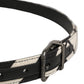 Dolce & Gabbana Black Ivory Silver Tone Metal Buckle Belt