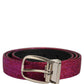 Dolce & Gabbana Men Fuchsia Glitter Silver Metal Buckle Belt