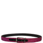 Dolce & Gabbana Men Fuchsia Glitter Silver Metal Buckle Belt