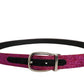 Dolce & Gabbana Men Fuchsia Glitter Silver Metal Buckle Belt