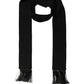 Dolce & Gabbana Men Black Wool Knitted Fringed Foulard Scarf