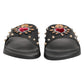 Dolce & Gabbana Black Heart Patch Rubber Calfskin Slippers Shoes