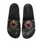 Dolce & Gabbana Black Heart Patch Rubber Calfskin Slippers Shoes