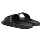 Dolce & Gabbana Black Heart Patch Rubber Calfskin Slippers Shoes