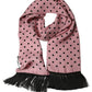 Dolce & Gabbana Pink Polka Dot Silk Fringed Lace Stole Scarf