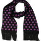 Dolce & Gabbana Men Black Purple Polka Dot Fringed Lace Stole Scarf