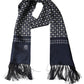 Dolce & Gabbana Men Navy Blue Geometric Dot Silk Fringed Neck Shawl Scarf