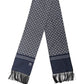 Dolce & Gabbana Men Navy Blue Geometric Dot Silk Fringed Neck Shawl Scarf