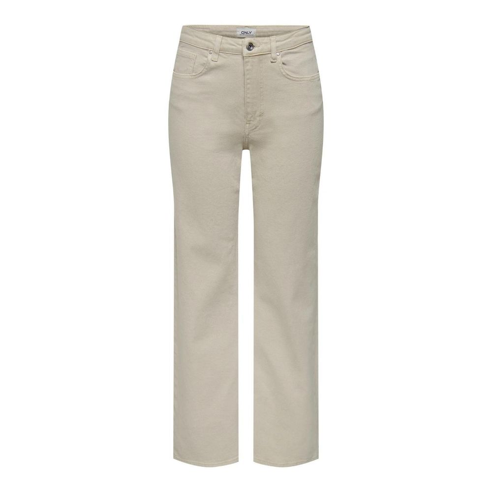 Only Beige Cotton Relaxed Fit Jeans