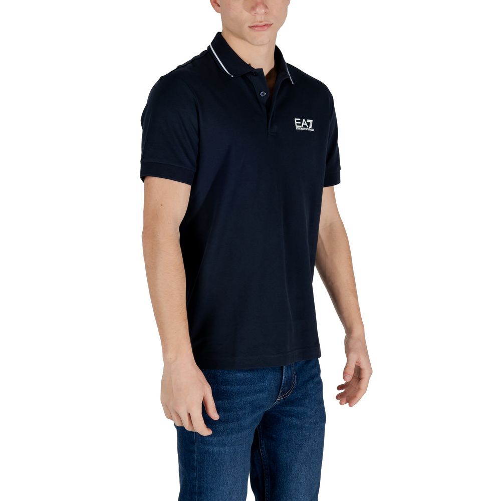 EA7 Emporio Armani Blue Cotton Polo Shirt