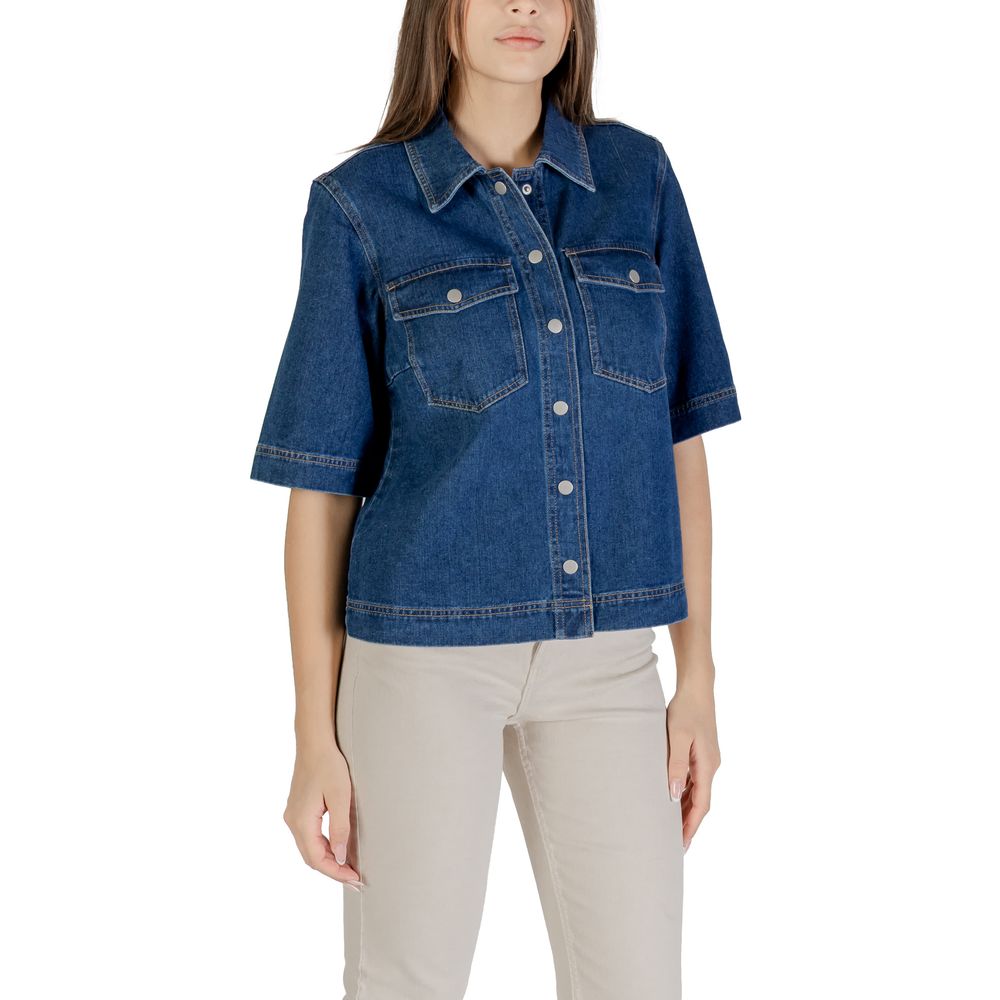 Only Blue Cotton Shortsleeve Shirt