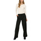 Jacqueline De Yong Black Polyester Flared Pants