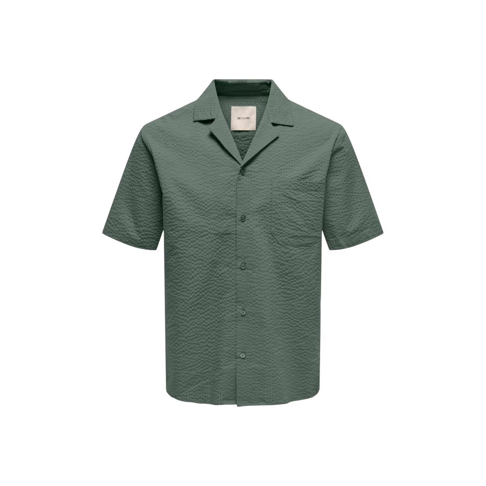 Only & Sons Green Cotton Shortsleeve Shirt