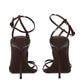 Paris Texas Brown Leather Stiletto Heel Sandals