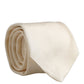 Dolce & Gabbana Men Off White Silk Textured Adjustable Tied Necktie Tie