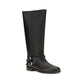 PINKO Black Calf Leather Bos Taurus Flat Boots