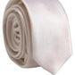 Dolce & Gabbana Men Off White Silk Satin Adjustable Tied Necktie Tie