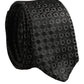 Dolce & Gabbana Men Black Silk Geometric Adjustable Tied Necktie Tie