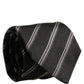 Dolce & Gabbana Men Black Silk Stripes Adjustable Tied Necktie Tie