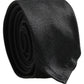 Dolce & Gabbana Men Black Satin Silk Classic Adjustable Tied Necktie Tie
