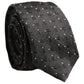 Dolce & Gabbana Men Dark Gray Geometric Silk Adjustable Tied Necktie Tie