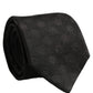 Dolce & Gabbana Black Polka Dot Jacquard Silk Adjustable Tied Necktie Tie