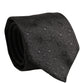 Dolce & Gabbana Men Black Polka Dot Silk Adjustable Tied Necktie Tie