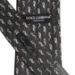 Dolce & Gabbana Men Black Seahorse Silk Adjustable Tied Necktie Tie