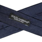 Dolce & Gabbana Men Dark Blue Textured Silk Adjustable Tied Necktie Tie