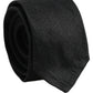 Dolce & Gabbana Men Black Satin Silk Classic Adjustable Tied Necktie Tie