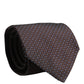 Dolce & Gabbana Men Brown Geometric Silk Adjustable Tied Necktie Tie