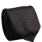 Dolce & Gabbana Men Black Silk Geometric Adjustable Tied Necktie Tie