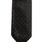 Dolce & Gabbana Men Black Silk Geometric Adjustable Tied Necktie Tie