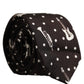 Dolce & Gabbana Black Musical Instrument Silk Adjustable Tied Necktie Tie