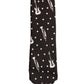 Dolce & Gabbana Black Musical Instrument Silk Adjustable Tied Necktie Tie