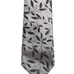 Dolce & Gabbana Men Gray Silk Leaf Pattern Adjustable Tied Necktie Tie