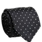 Dolce & Gabbana Dark Blue Silk Polka Dot Adjustable Tied Men Necktie Tie