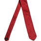 Dolce & Gabbana Red Silk Textured Pattern Adjustable Tied Men Necktie Tie